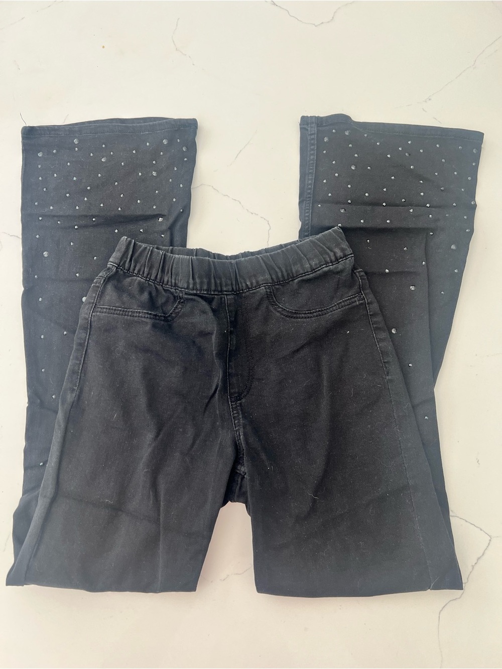 Girls H&M Black Stretch Jeans with Sparkle sequins at lower bottom
